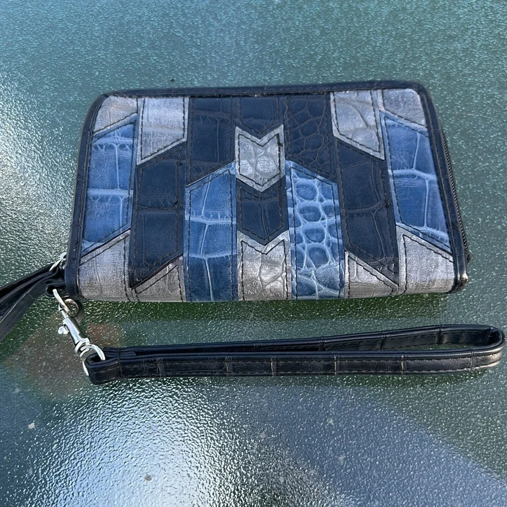 Jessica Simpson Bi-Fold Black, Gray, Blue Wallet